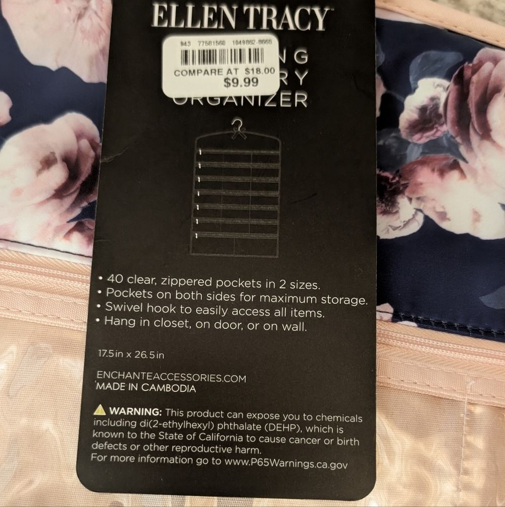 Ellen Tracy Floral Jewelry Organizer in Pink and Navy - Picture 4 of 5